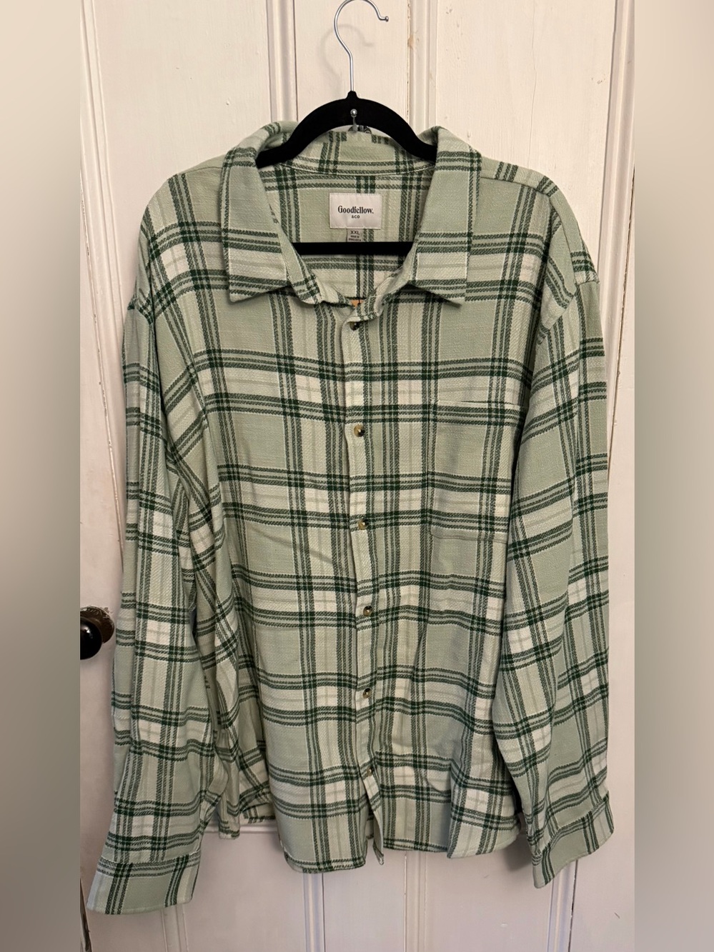 Goodfellow & Co. 100% Cotton Green Plaid Button-Up Shirt Size XXL